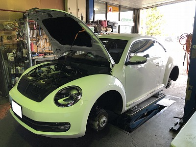 ＮＥＷ　ビートル　社外ダウンサス　フロント純正ストラット ニュービートル ショック・ブレーキパッド・ATフルード交換 | B-CAB