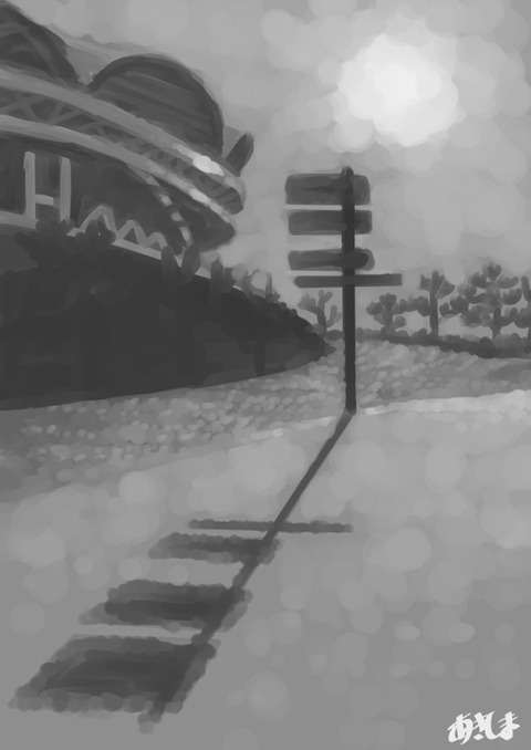 習作010トーン背景:スタジアムポールの影A4