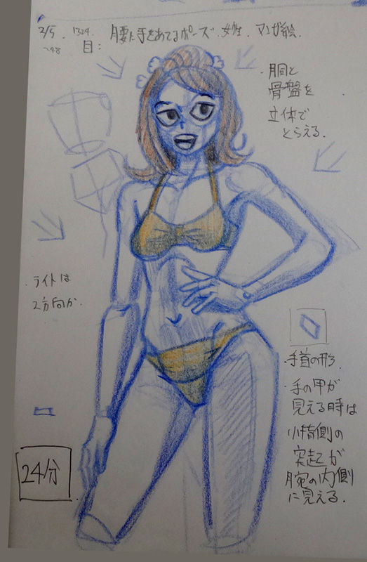 人体素描 019ポーズ 腰に手 1 あきしま 人体素描 019ポーズ 腰に手 1 あきしま