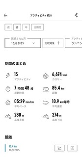 2025年10月　アラフォー男のジョギング・歩数記録