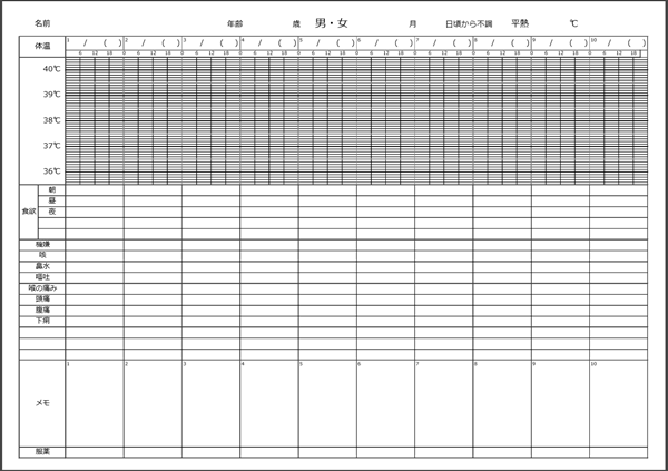 体温 記録 表