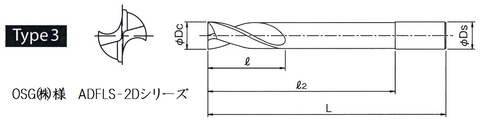 超硬フラットドリルADFLS 形状3