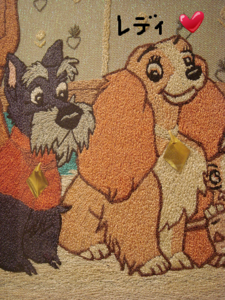 大型 わんわん物語 ディズニー トランプ レディ 松鳩文化刺繍 絵画 ディズニー 松嶋文化刺繍 激レア ディズニー わんわん物語