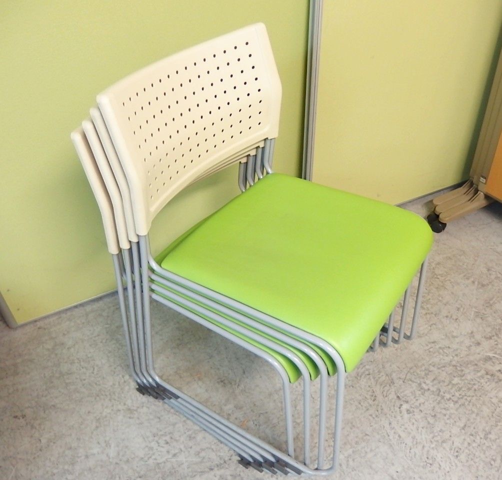 アイリスチトセ ASL-110PV-GR 会議用グリーンスタッキングチェア