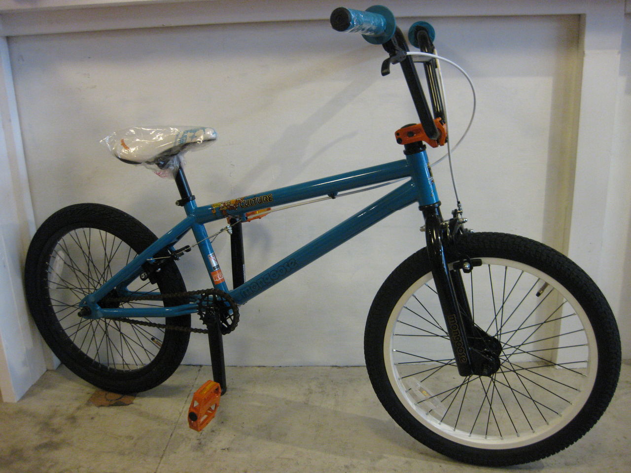 blue and white mongoose bike