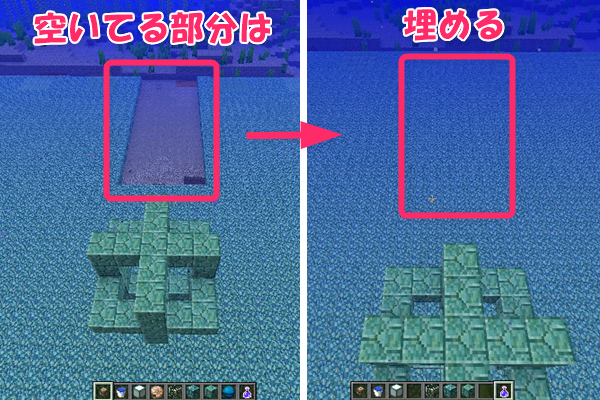 マイクラ Je1 13 初心者向け 水抜きしないガーディアントラップ 準備と神殿解体 ばばクラ ばばあのマインクラフト