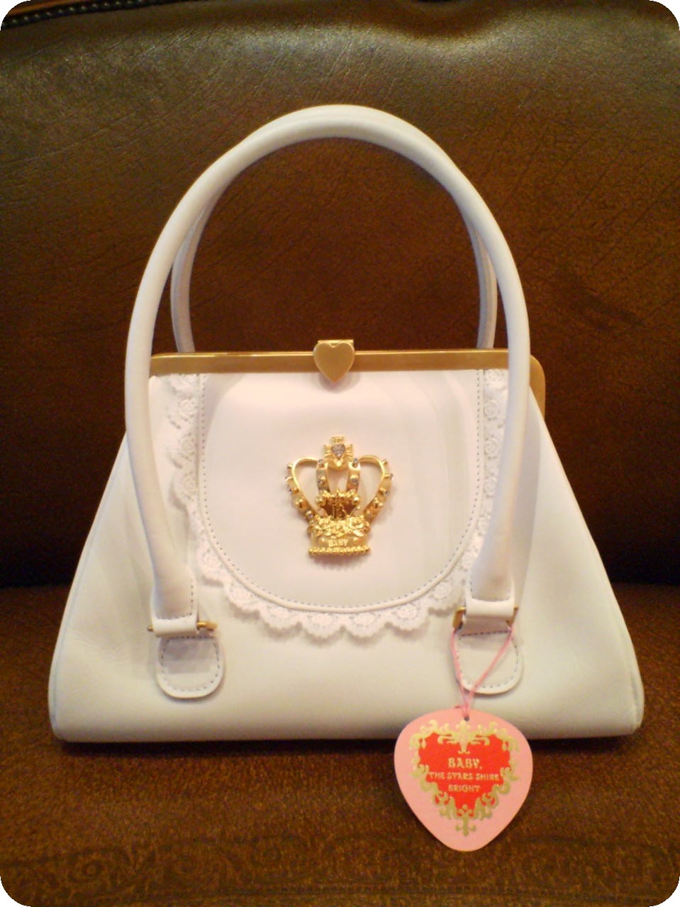 BABY 王冠がま口バッグ 白×ゴールド-