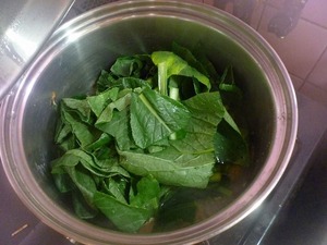 小松菜と鶏もも肉の煮物大人2