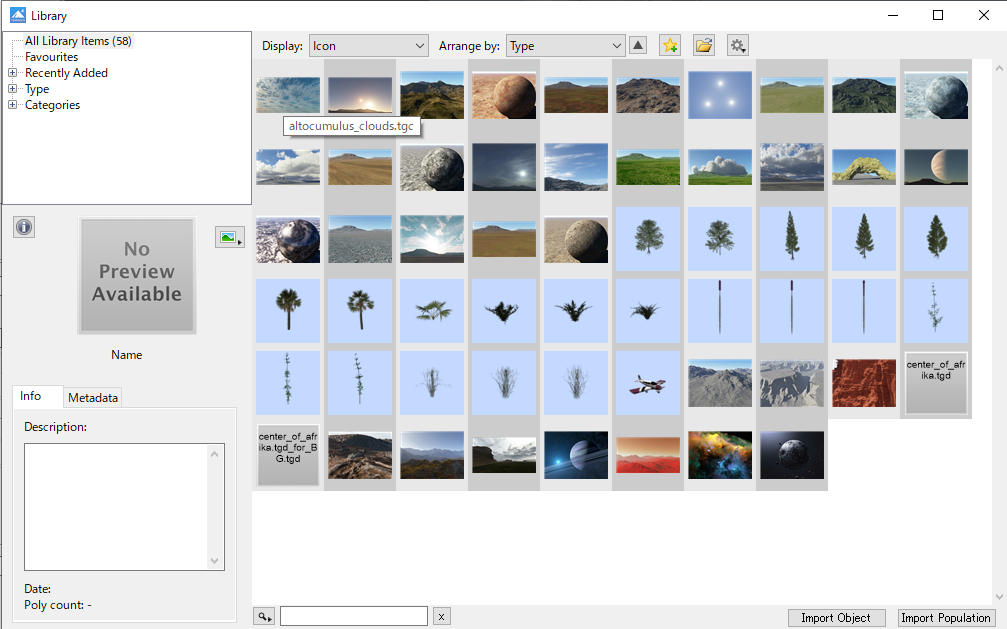Terragen 4 Libraryへ追加と削除 Fedoraとヒドラ Terragen 4 Libraryへ追加と削除 Fedoraとヒドラ