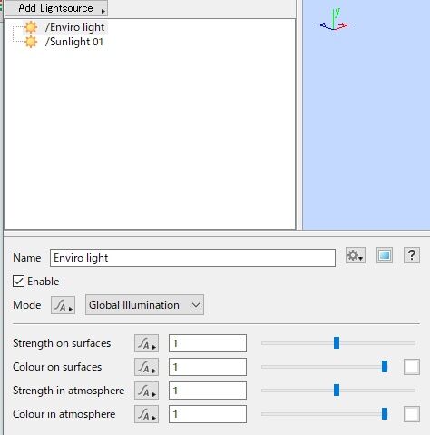 Terragen 4 最初のシーンの解説 Light Sources Render Fedoraとヒドラ