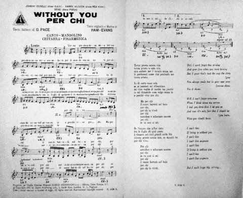 Without You Per chi Johnny Dorelli Gens Nilsson sheet music 2