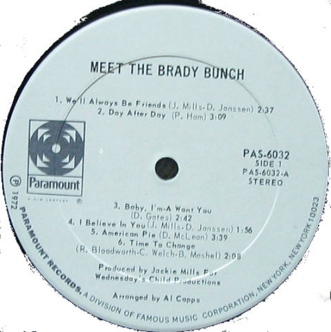 Meet the Brady Bunch LP 1972 r