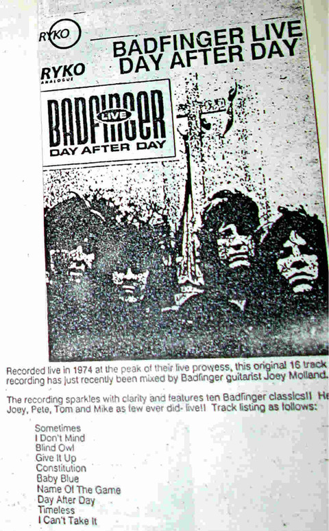 Badfinger - Live Day After Day (August 1990) ad