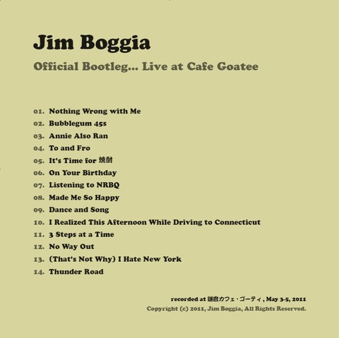 Jim Boggia - official bootleg Live at Cafe Goatee (2011)