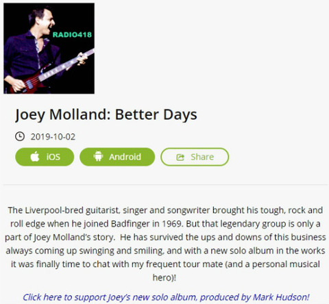 Radio 418 Joey Molland