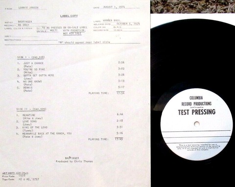 Test Pessing LP Wish You Were Here August 1, 1974