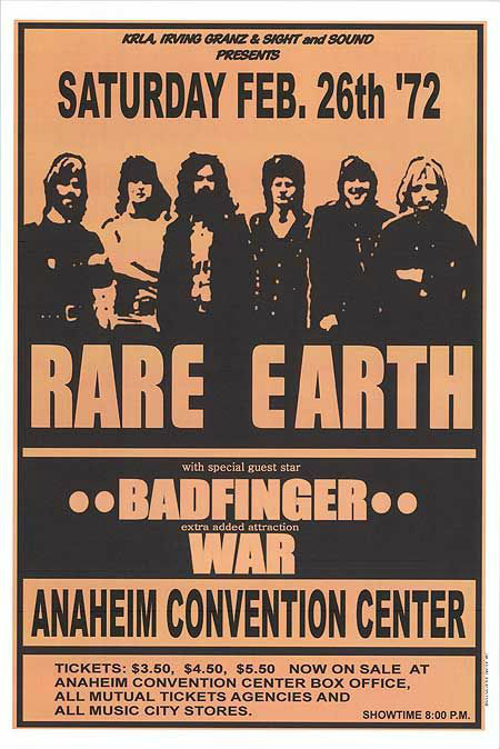 Anaheim Convention Center Feb 26, 1972 Rare Earth, Badfinger