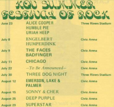 July 9, 1972 - Faces at Civic Arena, Pittsburgh, PA