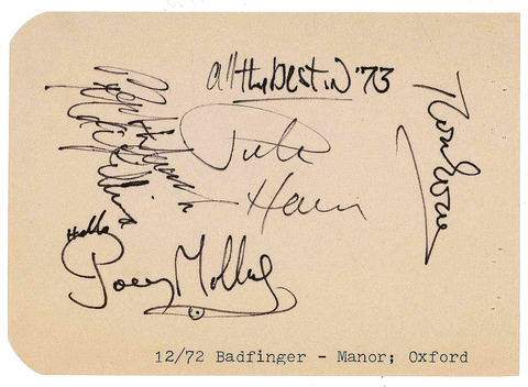 Badfinger The Manor Studios, Oxford Dec 1972