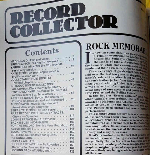 Record Collector #152 (April 1992) contents