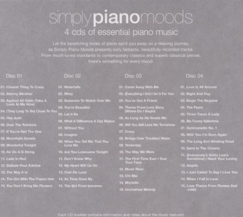 Chris Ingham - Simply Piano Moods 4cd back