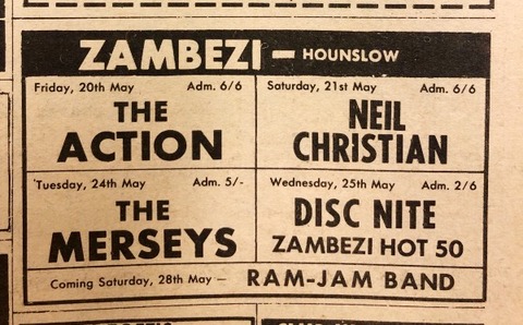 Zambezi Club, Hounslow The Merseys May 24, 1966
