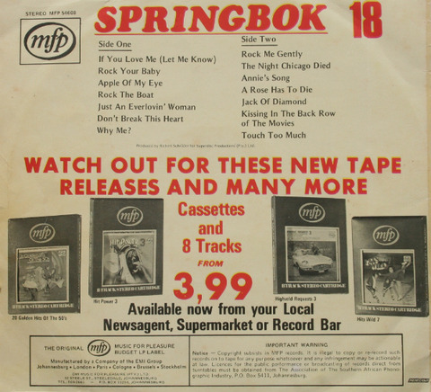 Springbok Hit Parade 18 (1974) back