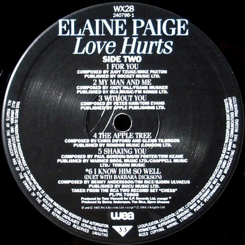 Elaine Paige - Love Hurts WX 28 r