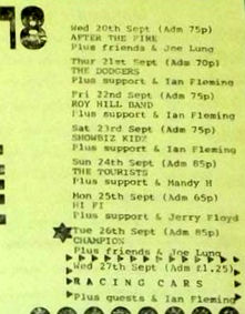 Marquee Club Programme September 21, 1978 The Dodgers
