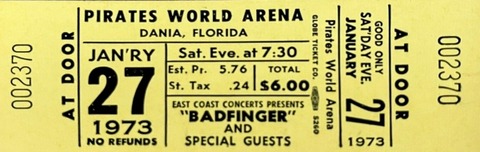 Badfinger Pirates World Arena, Dania Florida (January 27, 1973)