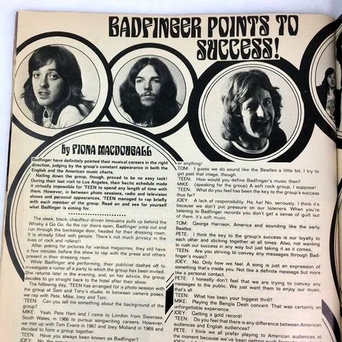 Teen Magazine August 1972 badfinger