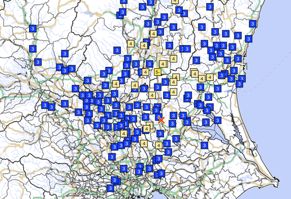 栃木県南部で震度５弱の地震