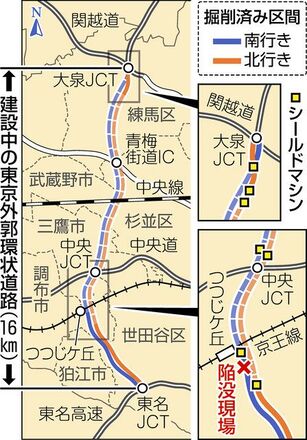 外環道の採掘が２月中旬に再開へ、陥没した調布以外の練馬などで