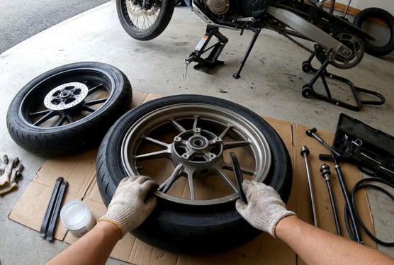 バイクのタイヤ交換自分でしてみたけど