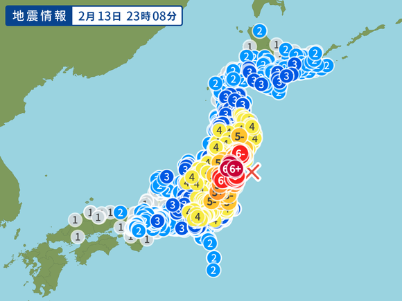 【速報】福島・宮城県で震度６強の地震