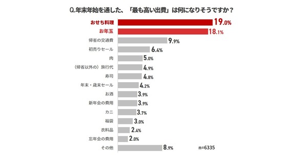 年末年始の最も高い出費 3位「帰省の交通費」2位「お年玉」1位は？