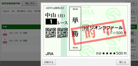 20220110中山1R単勝