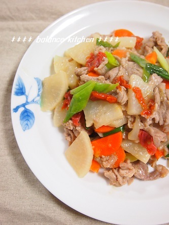 豚肉と大根の梅風味生姜焼き2