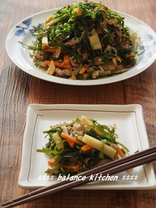 切り昆布と豚肉の雑魚ネギ炒め３