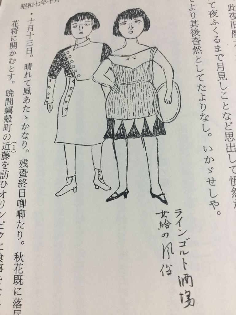 永井荷風 断腸亭日乗 のなかの直筆イラスト バナナ ヒロシの はーい バナナです