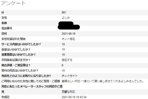 よしみさんアンケート H様