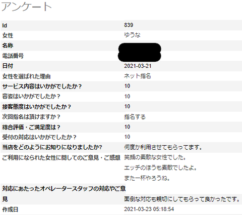 ゆうなさんアンケート10　A様