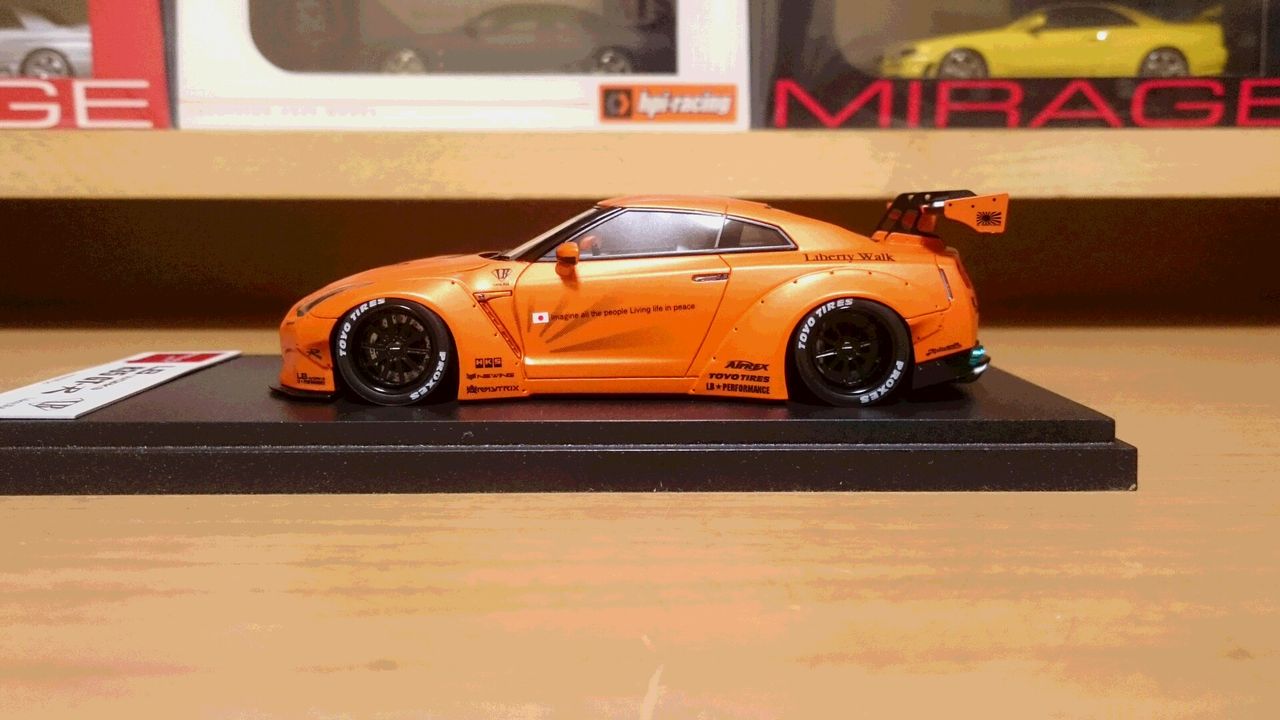 アイドロン1/43LB☆WORKS R35GTウイング マットパールオレンジ