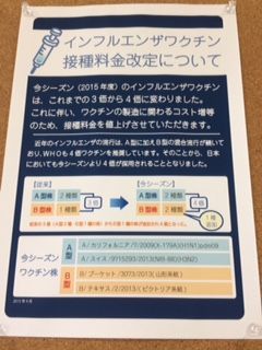 今年のインフルエンザ予防接種