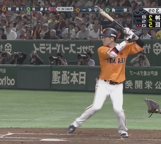 坂本勇人選手の打撃フォーム連続写真 左打者版 胸面から 野球動作分析強化指導サイト ヤキュウモーション 坂本勇人選手の打撃フォーム連続写真 左打者版 胸面から 野球動作分析強化指導サイト ヤキュウモーション
