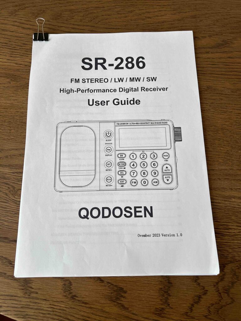 SR-286 取扱説明書抜粋(よく使うもの) : BCL日記
