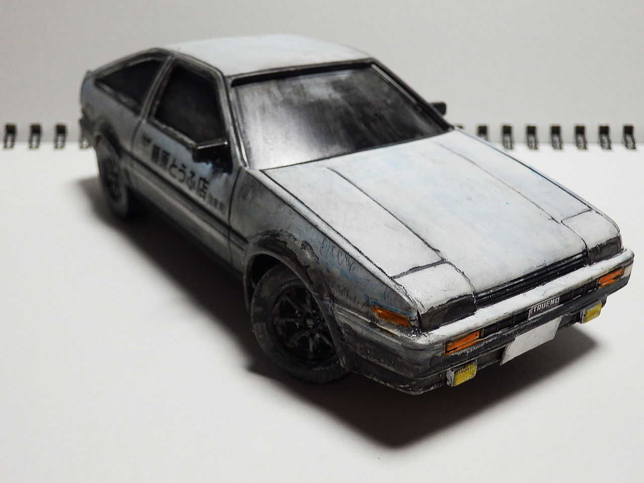 ａe86トレノをイニシャルｄの原画風に塗装してみた件 おっさんとプラモデルとトミカと 昭和の情景ジオラマ