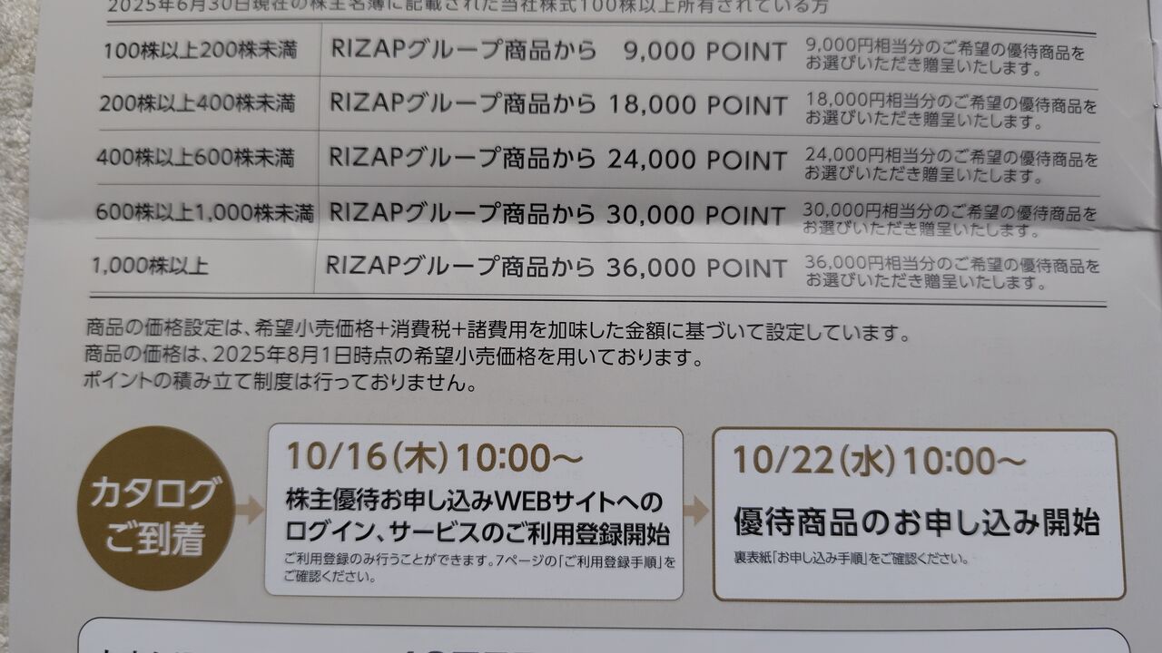 2025年10月01日 ブルーノ株主優待案内到着！ : Dance with the Market