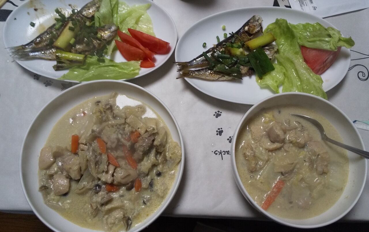 21年02月03日 豆乳きのこシチュー いわし丸干し焼き Dance With The Market