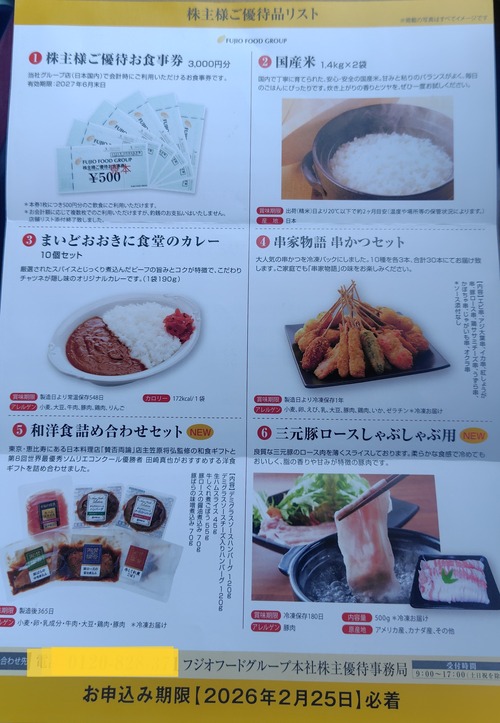 フジオフード 株主優待 11000円分 有効期限2026年6月30日まで 5c1e03e2-s.jpg